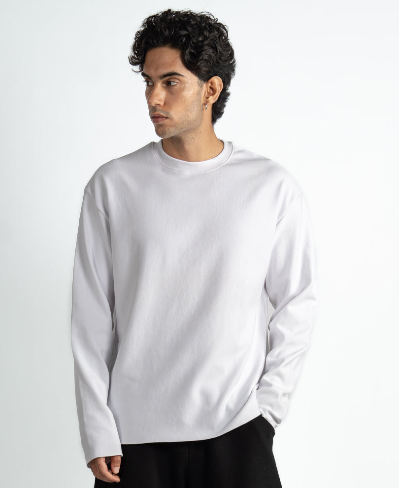 White Rib Knit T-Shirt