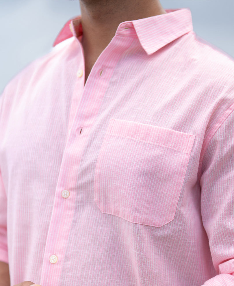 Pink Light Weight Cotton Stripe Shirt