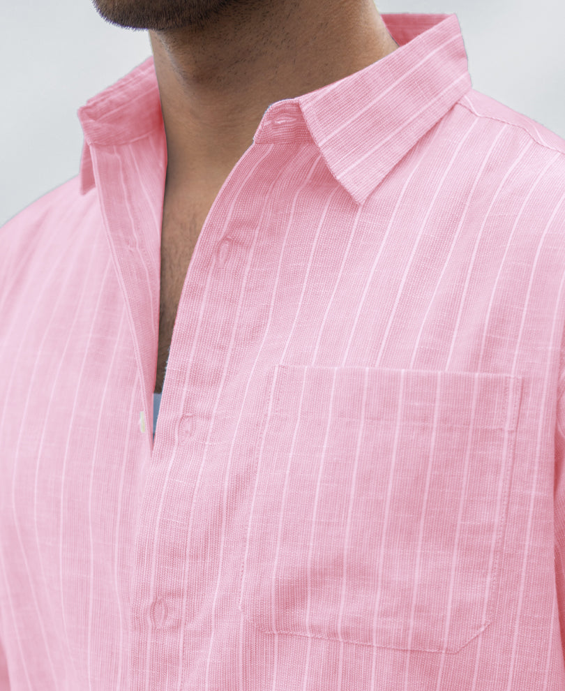 Pink Lightweight Cotton Stripe Shirt