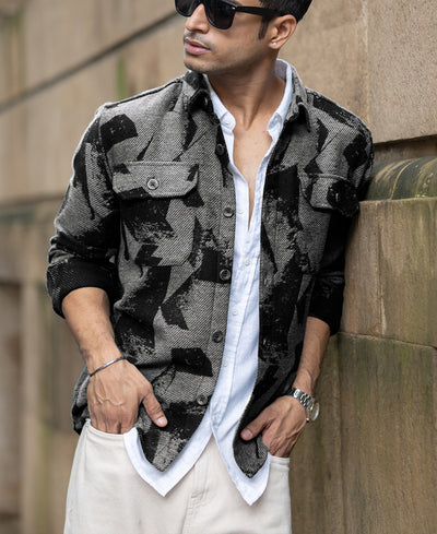 Grey Jacquard Overshirt