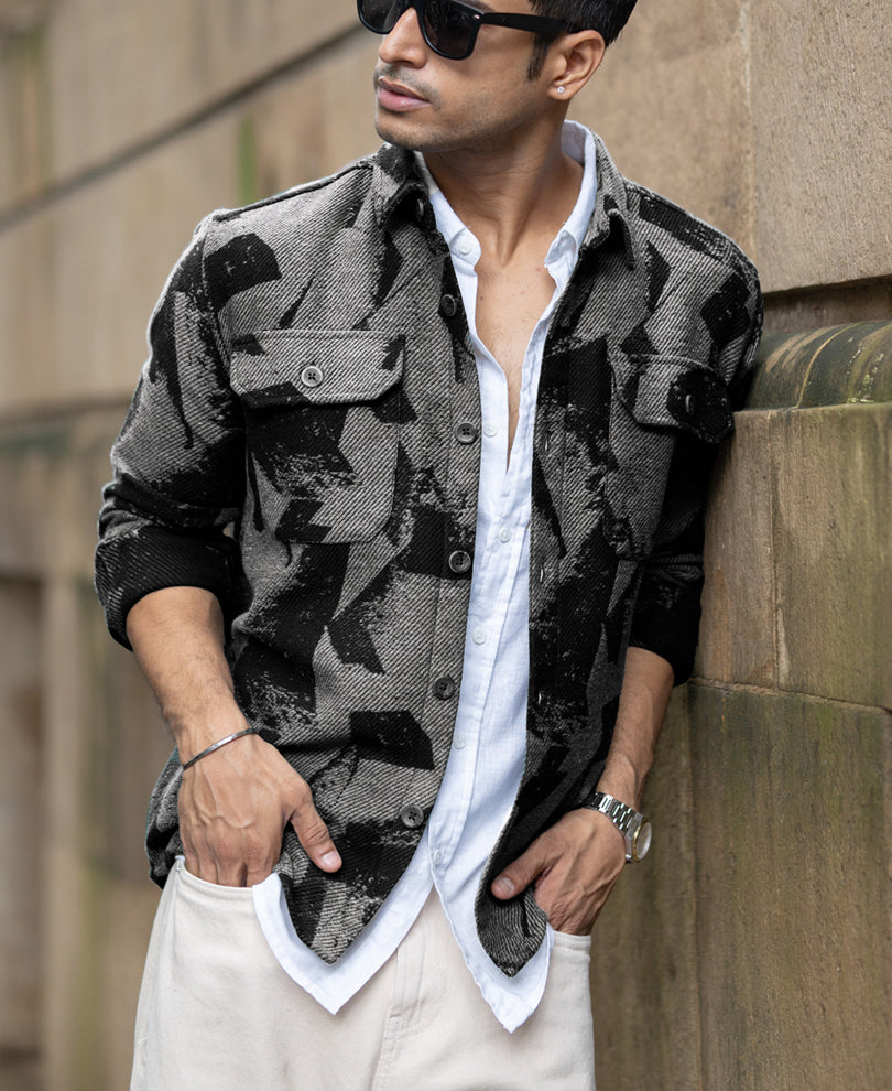 Grey Jacquard Overshirt