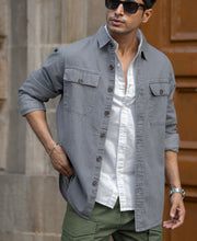 Mid Grey Washed Denim Shirt