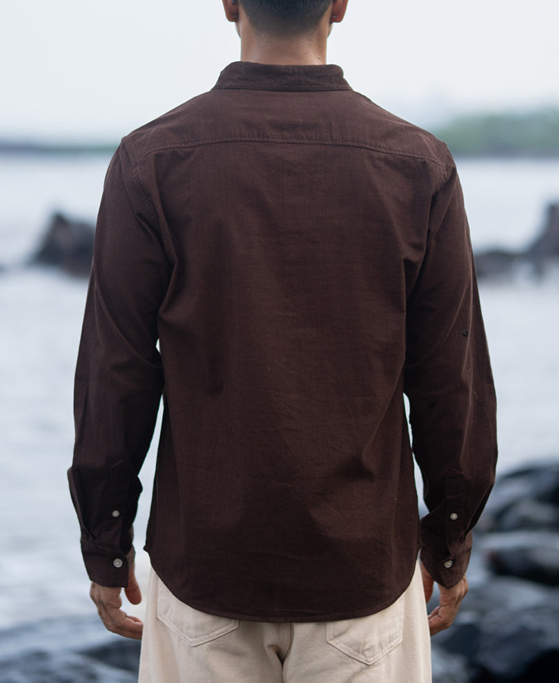 Coffee Corduroy Button Down Shirt