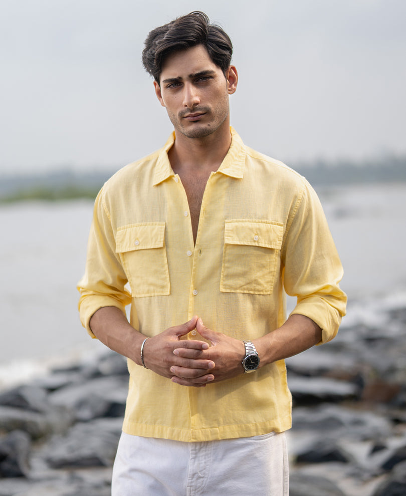 Yellow Linen Double Pocket Shirt