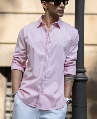 Pink Overdyed Structure Shirt