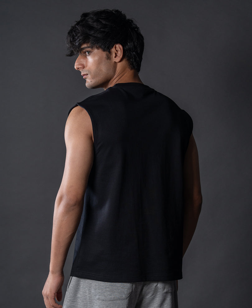 Heron Print Black Vest.