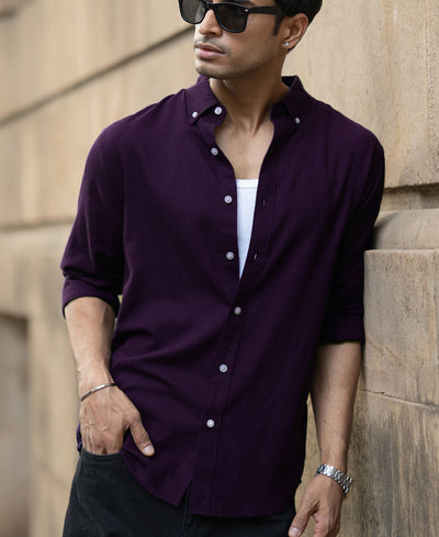 Dark Purple Linen Blend Shirt