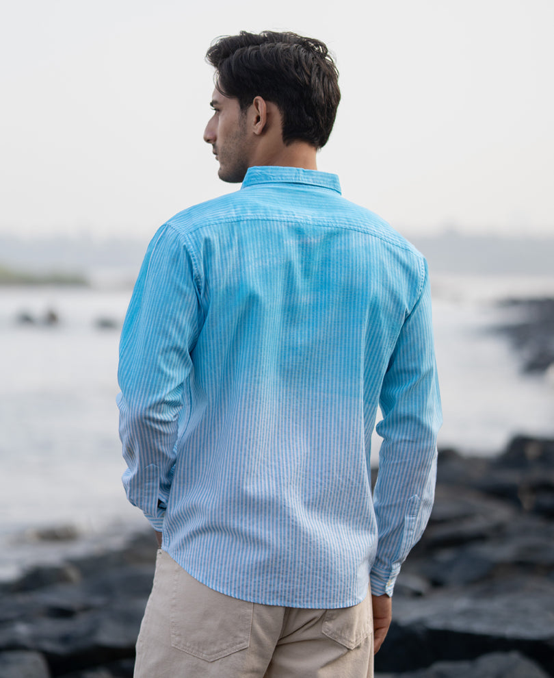 Blue Sprayed Stripe Shirt