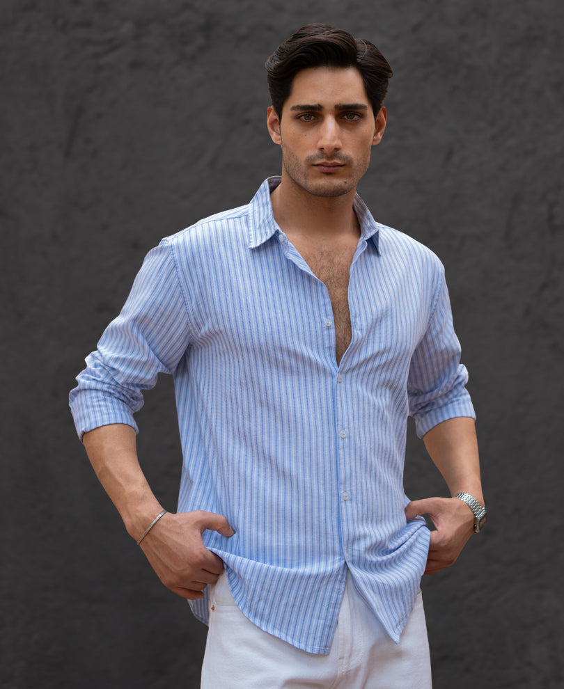 Light Blue Oxford Stripe Shirt.