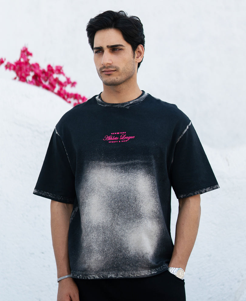 Black Sprayed Graphic T-Shirt.