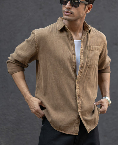 Brown Overdyed Lightweight Shirt