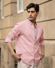 Pink Structured Slub Shirt.