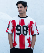Red Printed Stripe Graphic T-Shirt.