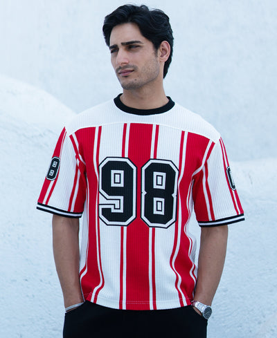 Red Printed Stripe Graphic T-Shirt