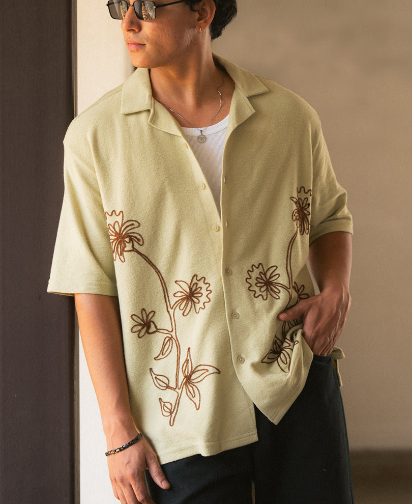 Mint Embroidered Knit Shirt