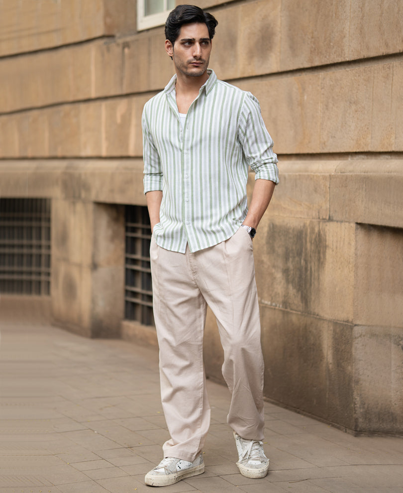 Mint Structured Stripe Shirt.