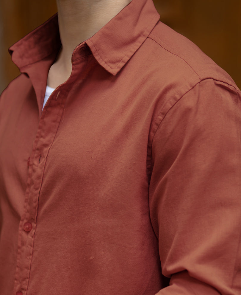 Light Wine Linen Blend Shirt.