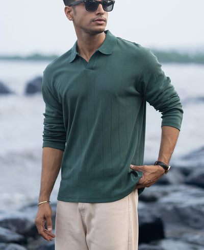 Green Regular Fit Full Sleeves T-Shirt