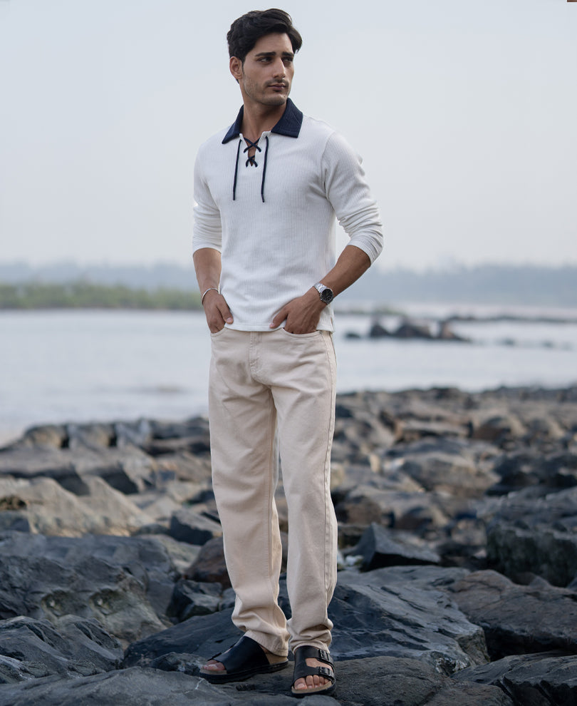 Off-White Drawstring Polo T-Shirt