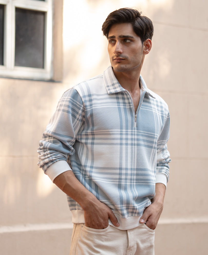 Grey Sky Checks Sweatshirt