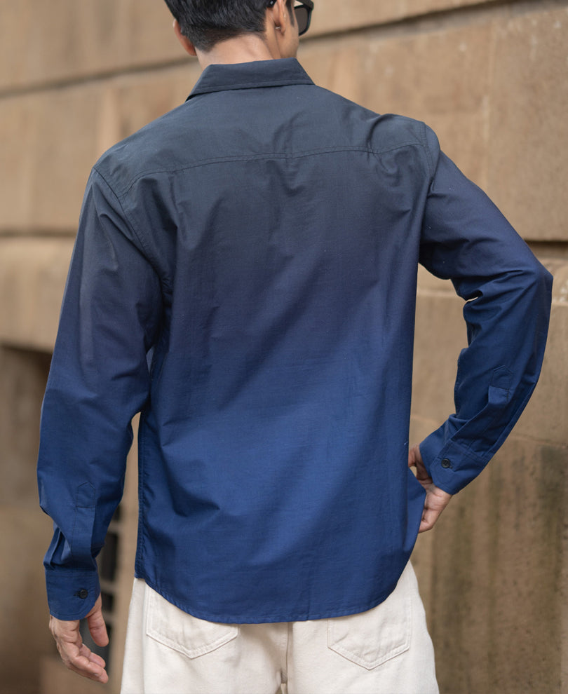 Dark Navy Ombre Print Shirt