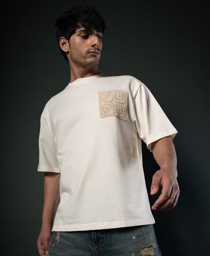 Off White Crochet Patch T-Shirt.