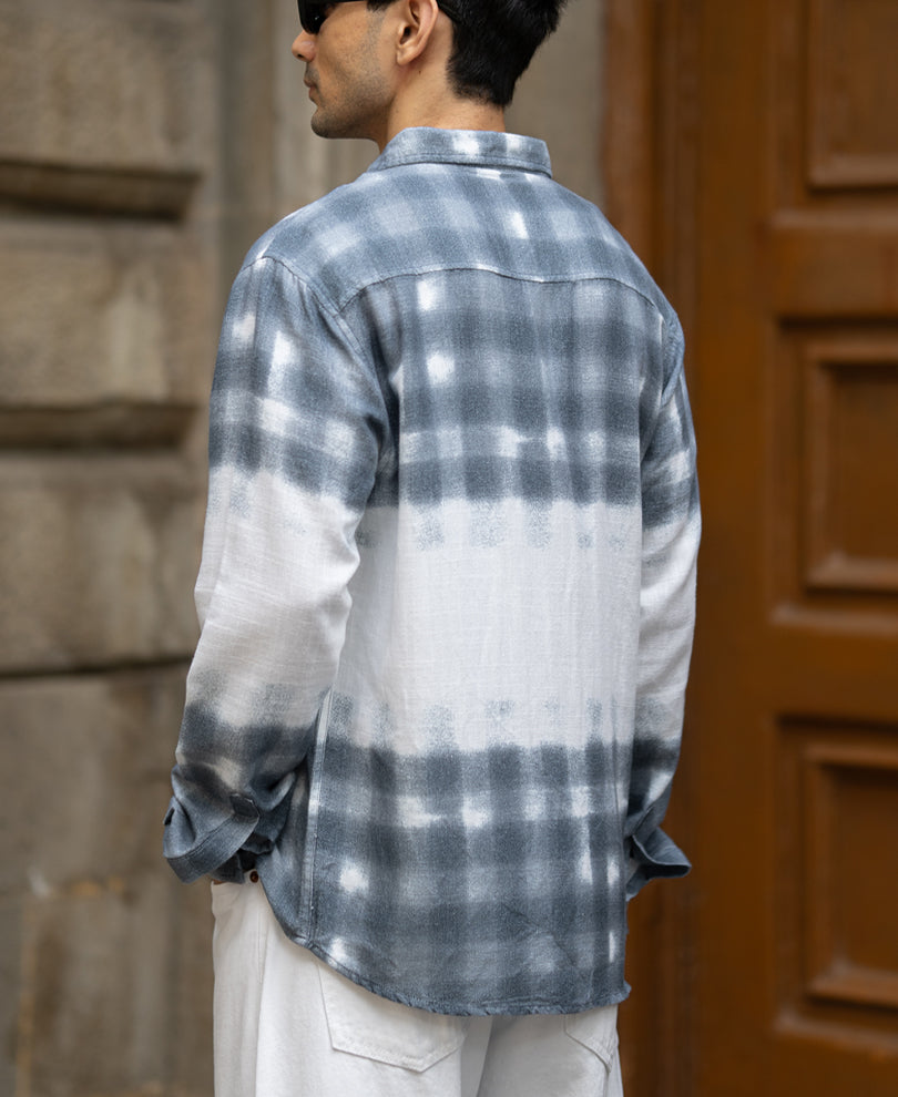Blue Abstract Print Shirt.