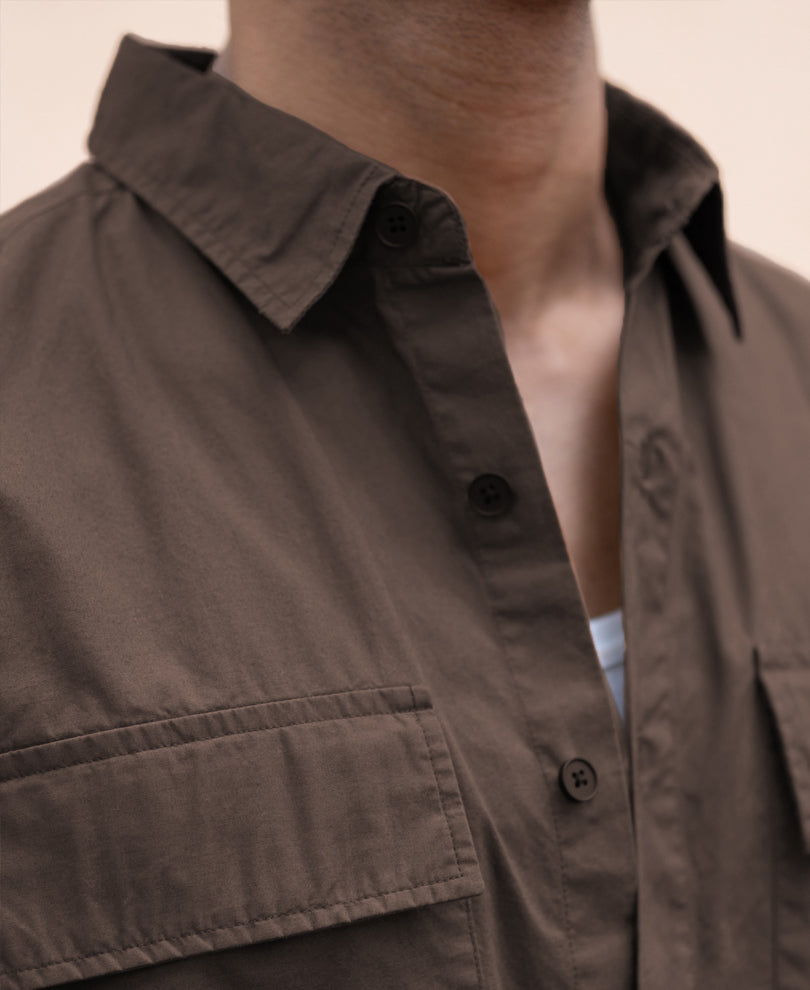 Dark Brown Double Pocket Lightweight Shirt.