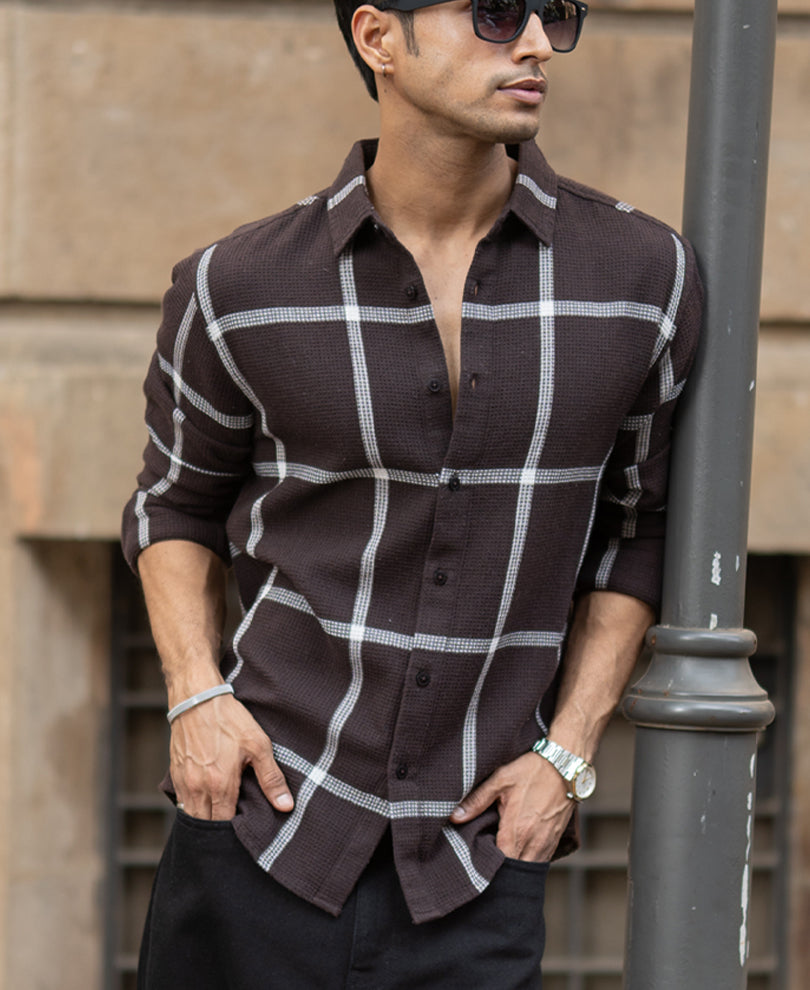 Brown Structure Checks Shirt.