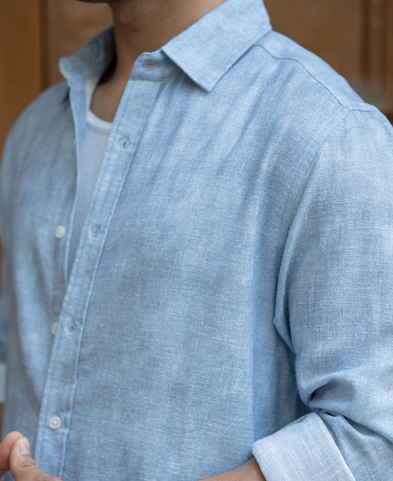 Light Grey Cotton Slub Shirt.
