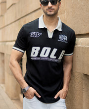 Black Contrast Embroidery T-Shirt