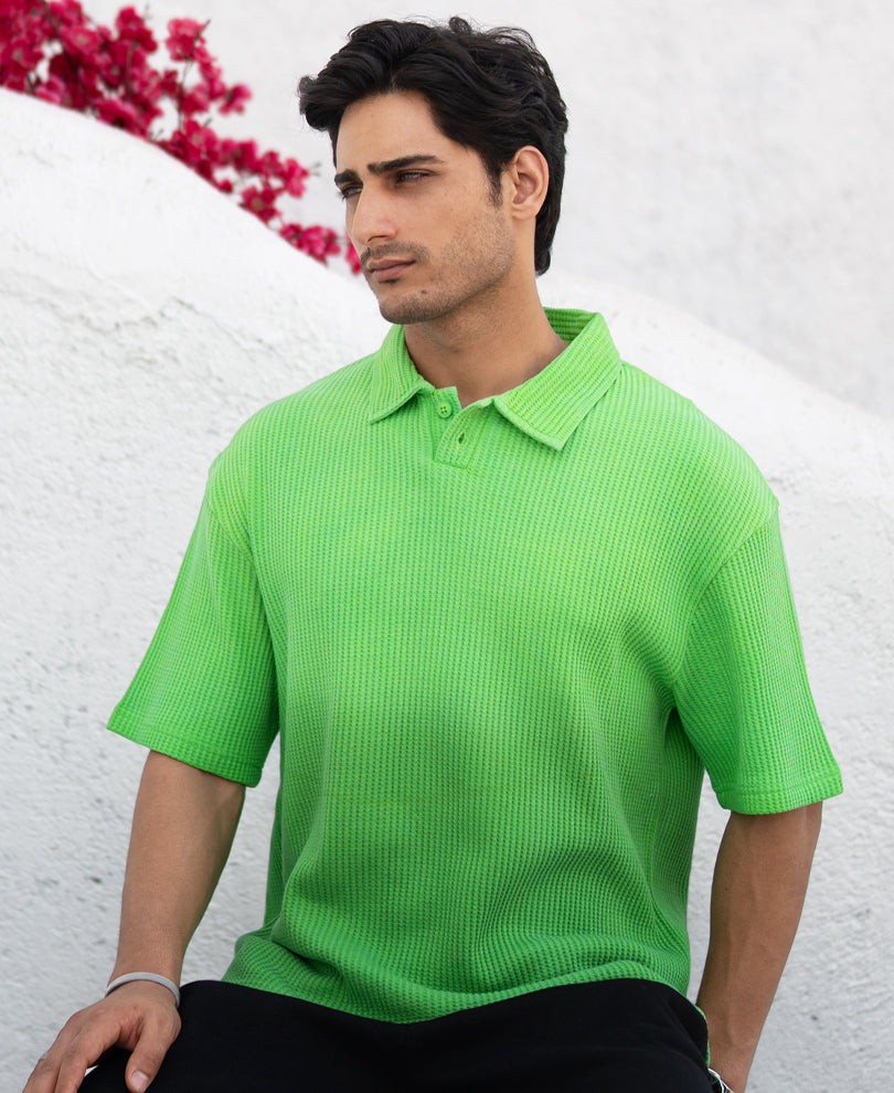 Green Ombre Structured Collar T-Shirt.