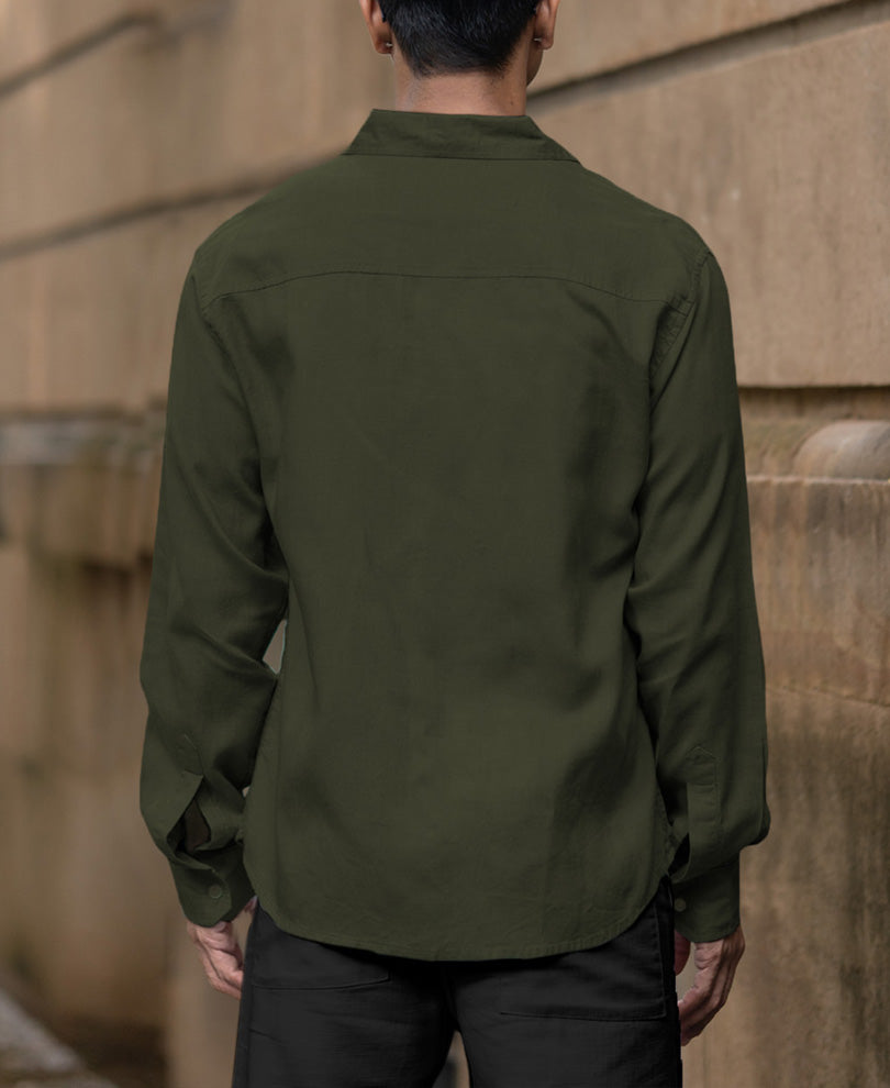 Olive Linen Blend Shirt