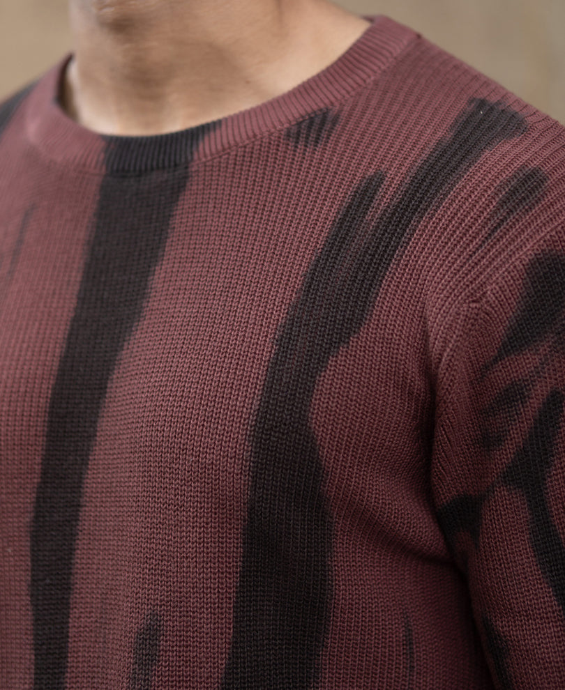 Brown Flat Knit Cotton Sweater