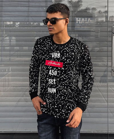 Black URB Paint Spots Full Sleeves T Shirt