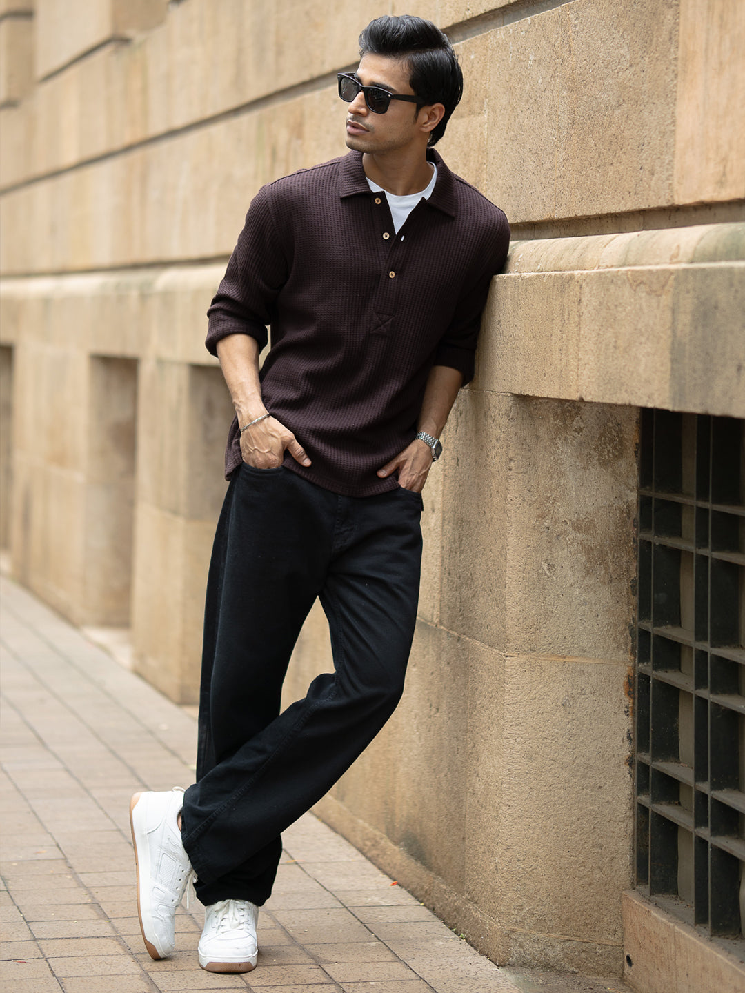 Dark Brown Knit Kurta Shirt