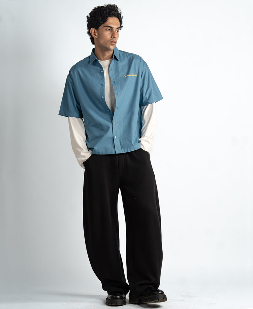 Blue Embroidered Oxford Shirt