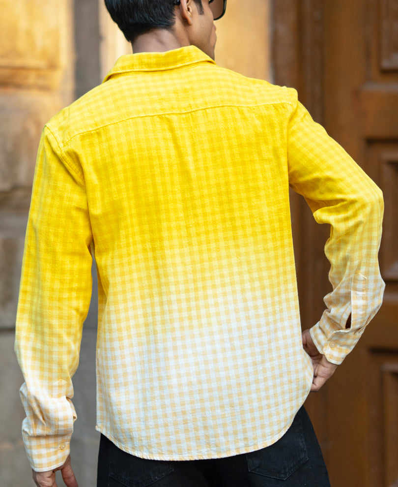 Yellow Ombre Checks Shirt