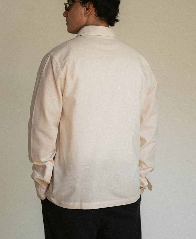 Natural Linen Blend Embroidery Shirt