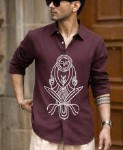 Wine Printed Linen Shirt