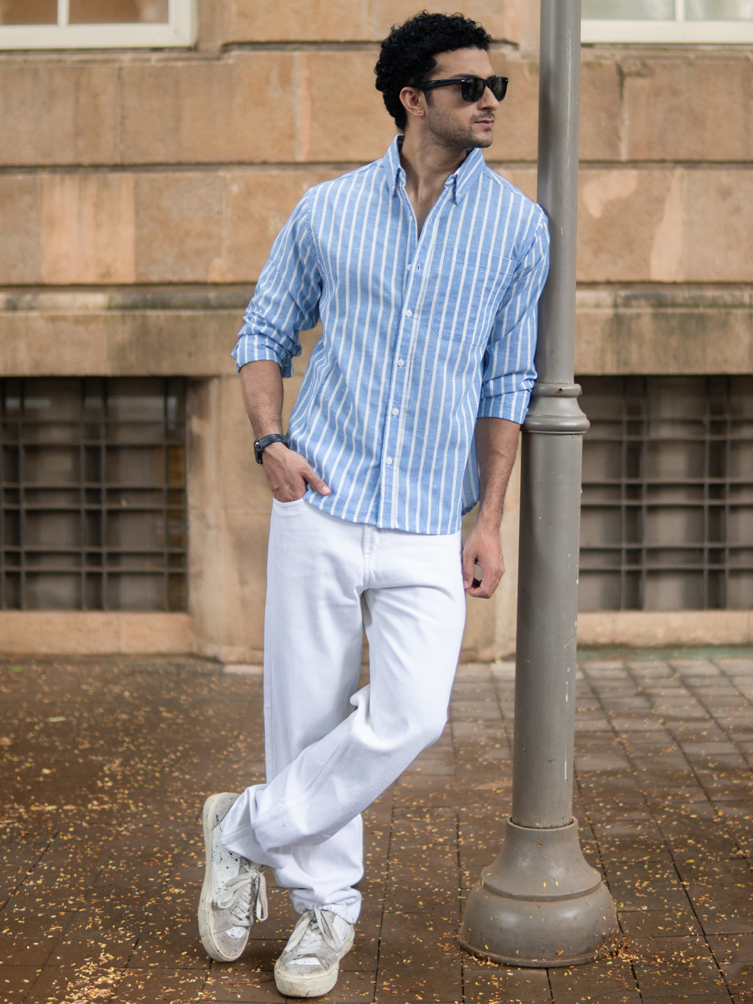 Blue Slub Stripe Buttondown Shirt