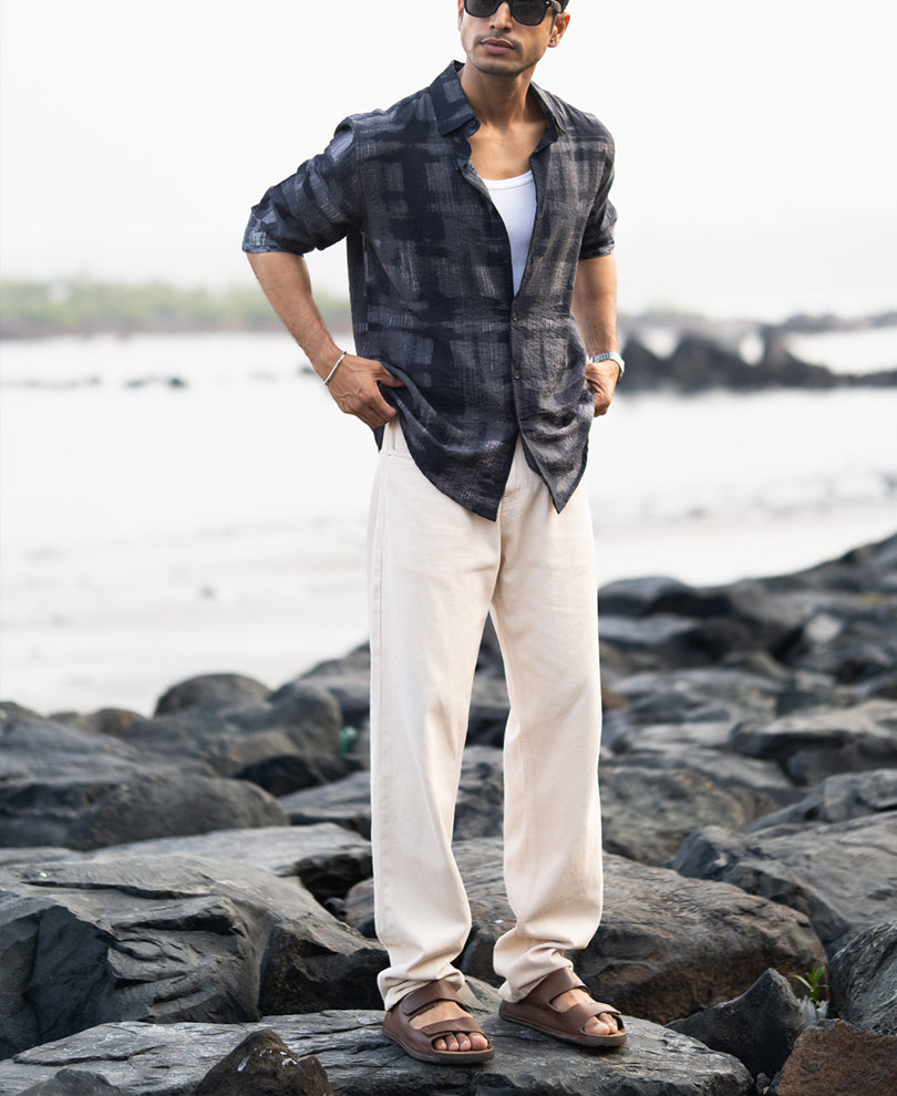 Dark Grey Printed Lightweight Shirt