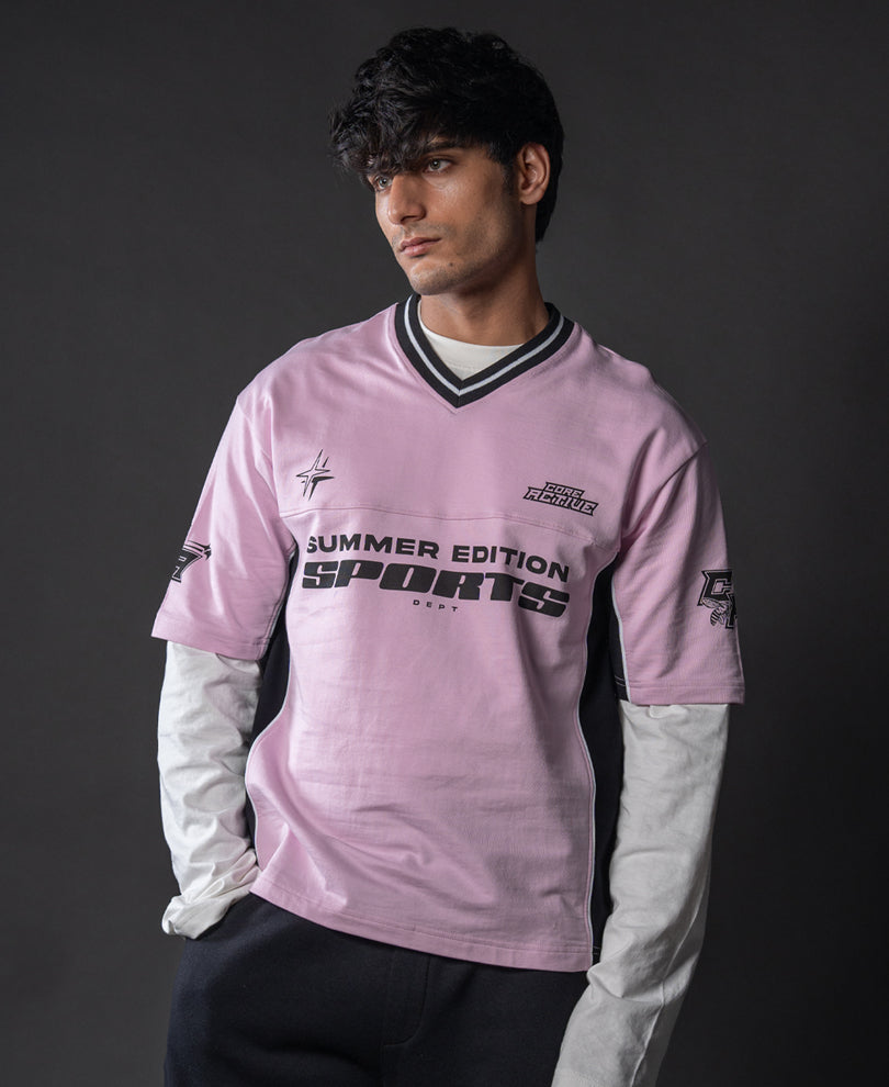 Light Pink Panelled Sport T-Shirt.