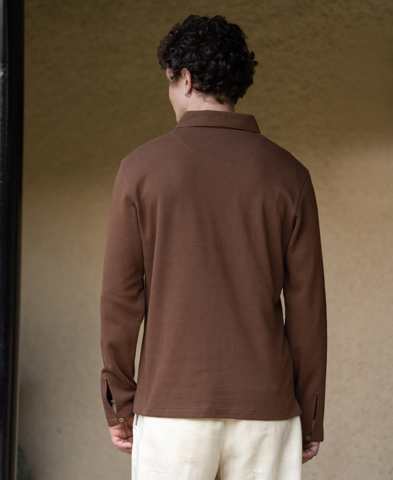 Brown Structure Zipper T-Shirt