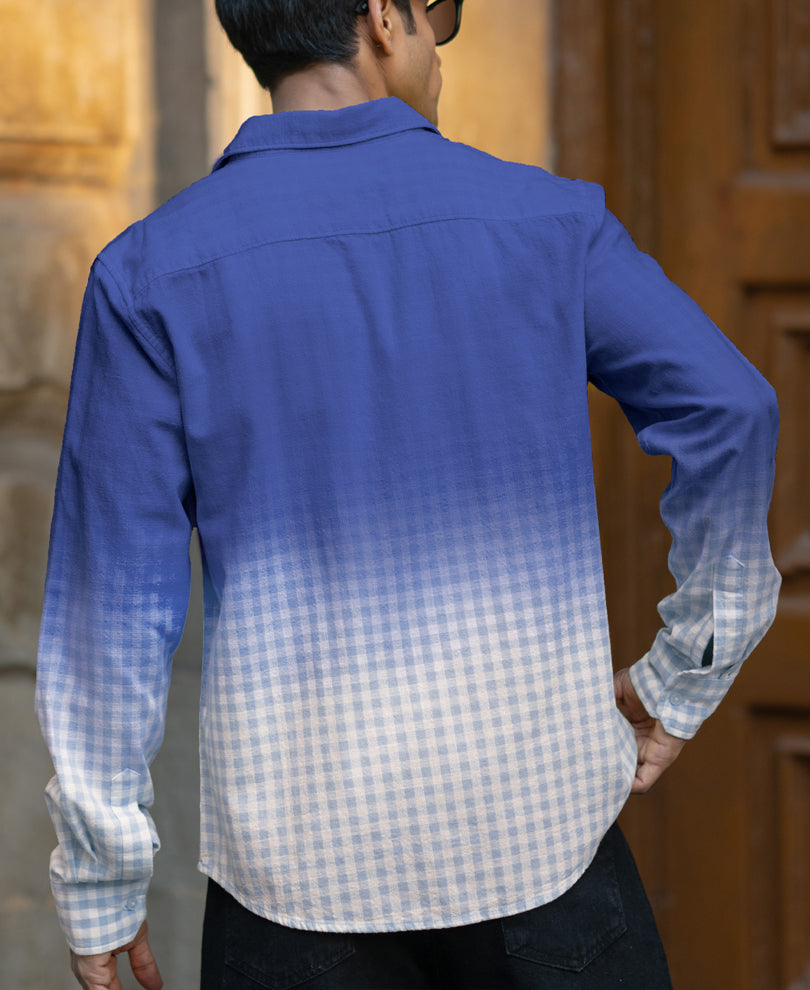 Blue Ombre Checked Shirt