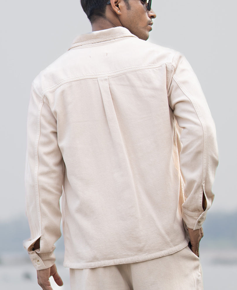 Beige Denim Overshirt.