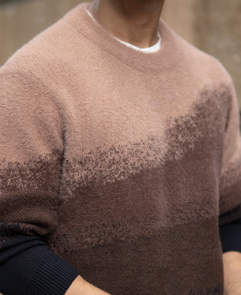 Brown Ombre Jacquard Sweater