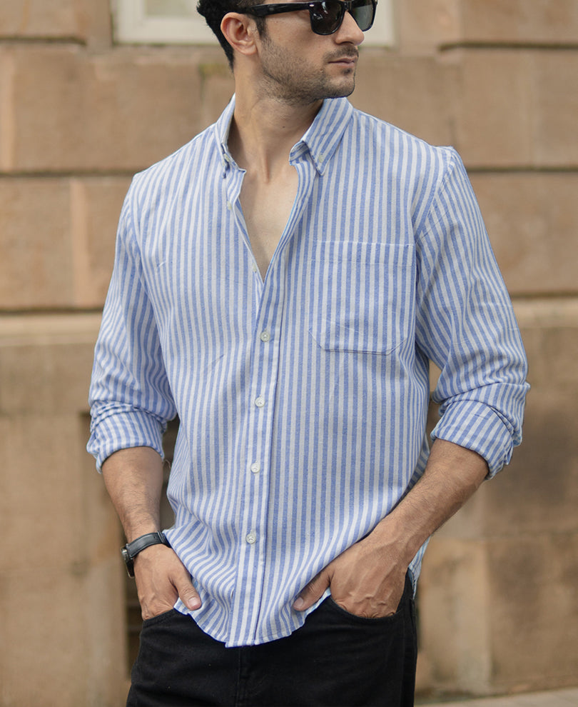 Light Blue Striped Button Down Shirt