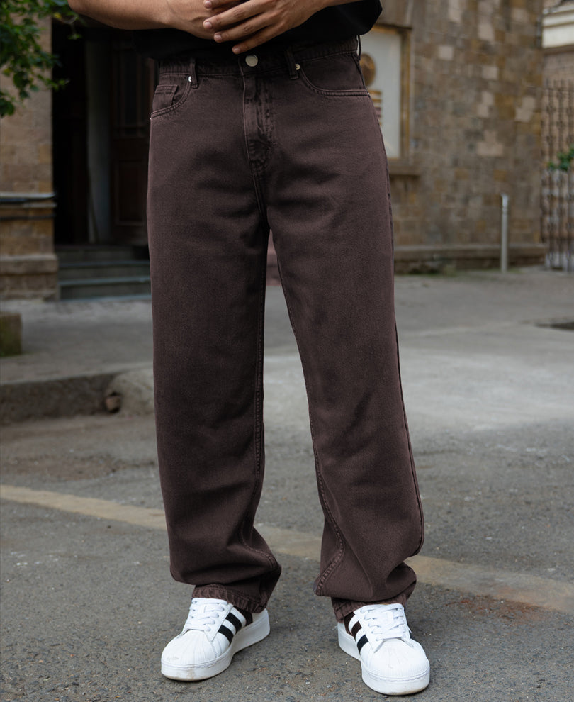 Charcoal Washed Baggy Jeans.