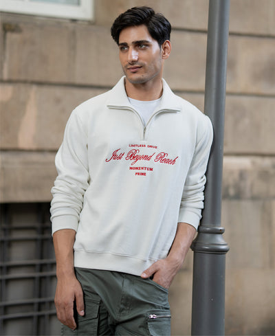 Off White Embroidered Fleece Sweatshirt